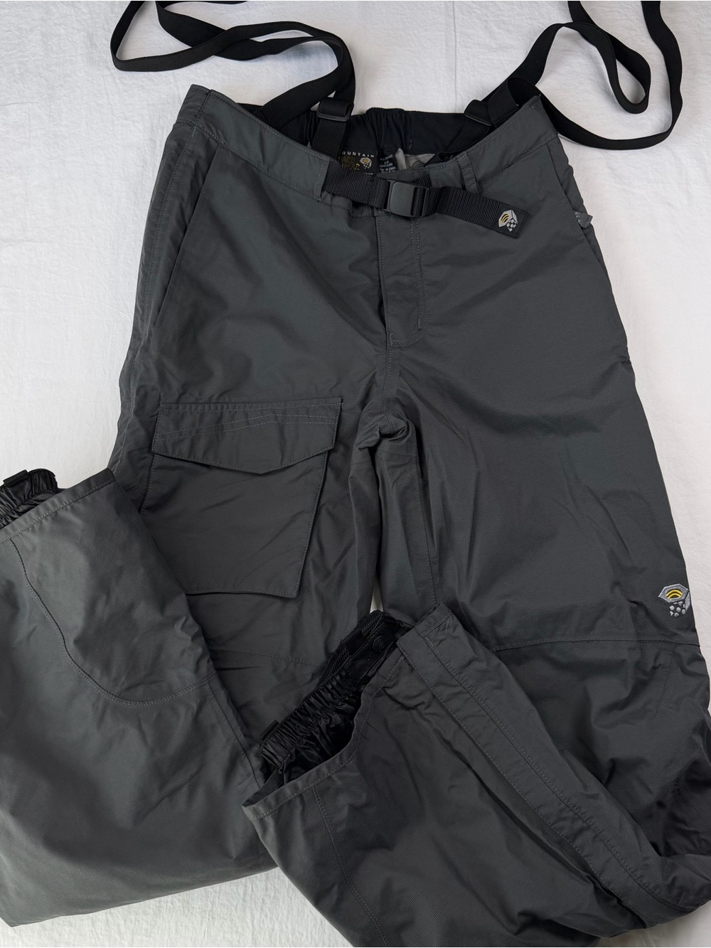 Mountain Hardwear Conduit Snow Ski Pants Men’s S Long Gray Suspenders side zip
